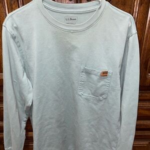 LL Bean Men's BeanBuilt Cotton Tees, Pocket, Long-Sleeve Size Medium